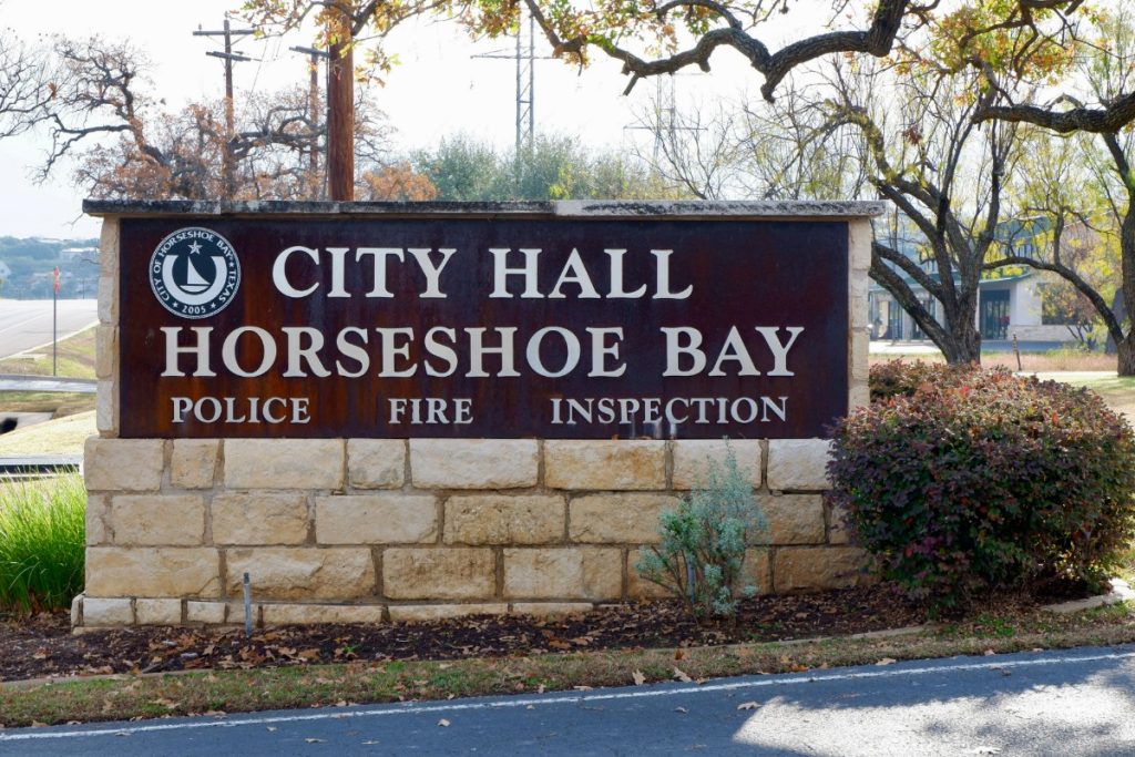 Horseshoe Bay City Hall sign