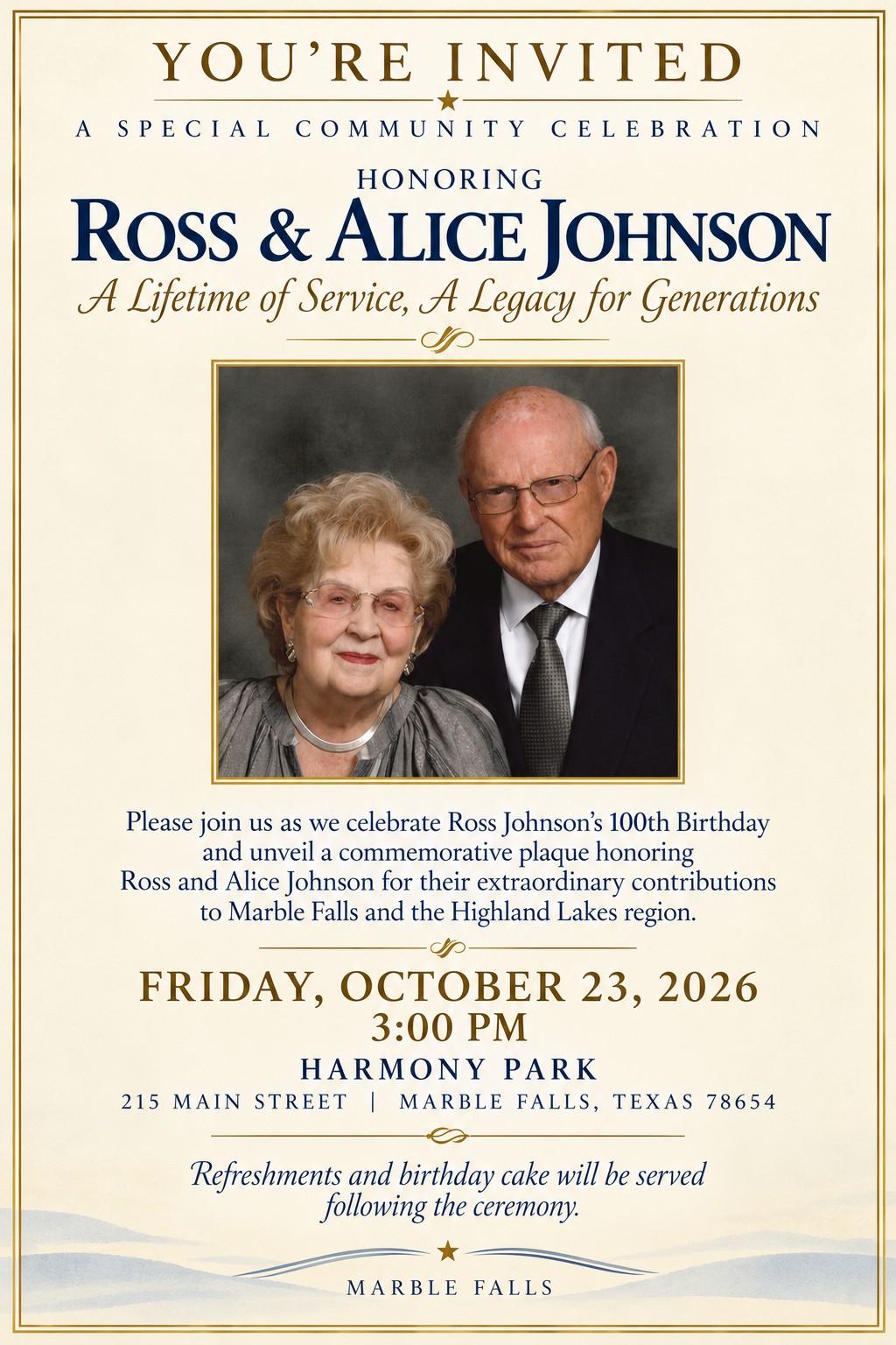 Johnson Commemoration Event Invitation